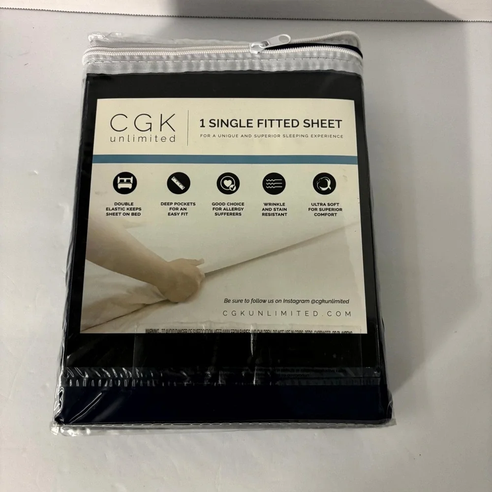 CGK Unlimited Twin XL Fitted Sheet Navy Blue Deep Pocket Ultra Soft New